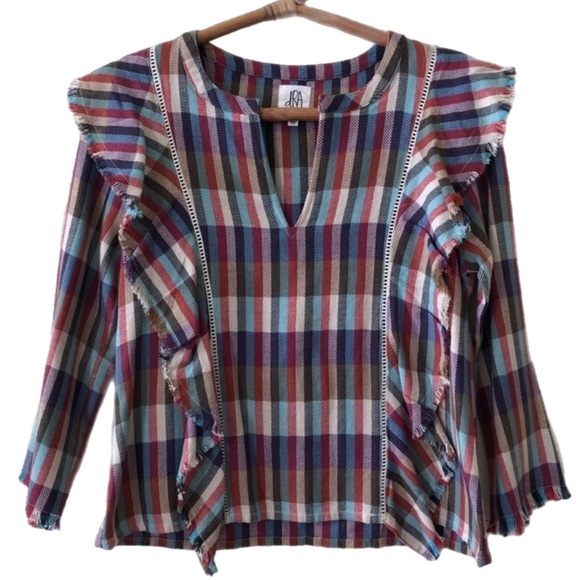 💥Adorable ANTHRO madras boho top by dRA/Anthro NWOT💥 - Picture 1 of 10